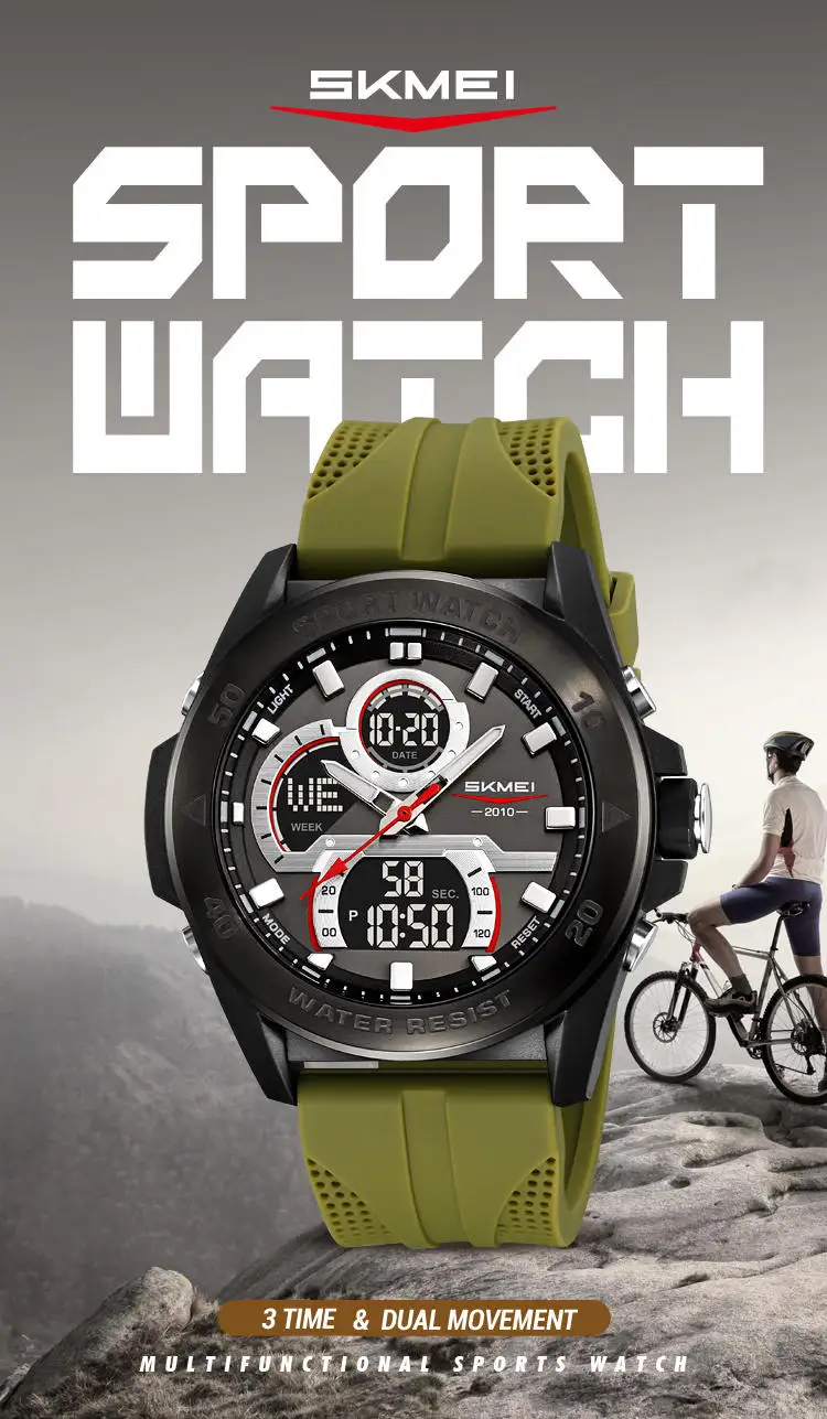 Skmei 2486 Top 10 Brands Hot Sell Man Digital Watch Stylish Silicone Band Waterproof Calender Chronograph Casual Watch Supplier