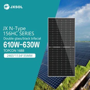 N-type Bifacial 610w 620w 630w Solar Panel Kit Solar Plant 635w ...