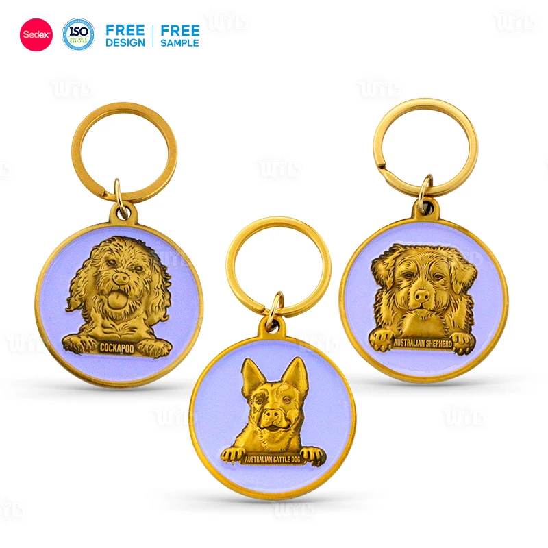 product wholesale custom 3d promotional metal keychain design your own cute puppy personalized soft enamel souvenir alloy keychain-2