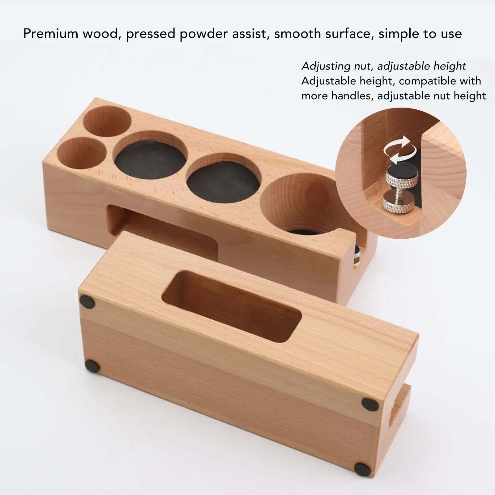 Wooden Coffee Tamper Holder, Wooden Non Slip Coffee Tamping Espresso Station for Cafe Home,Wood Coffee Tamper Station details