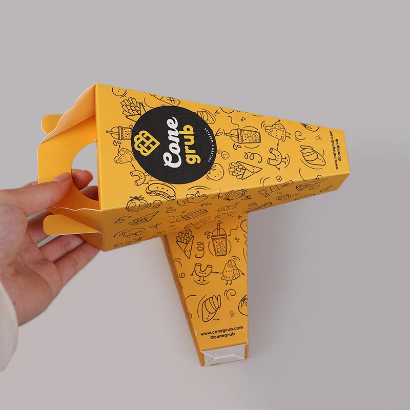 Biodegradable Bubble Waffle Crepes Box Paper Holder Cone Container Food & Beverage Packaging Pizza Box