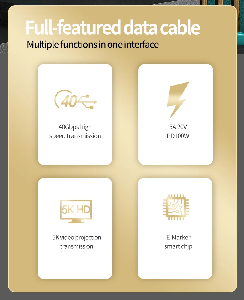 Usb 4,0 кабель Pd 100 Вт быстрой зарядки Thunderbolt 4 кабель активный Тип 40 Гбит/с 5K 60 Гц кабель-Переходник Usb C на Usb C кабель для Macbook Pro ноутбук