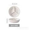 16cm*4cm White Vertical Striped Three-Compartment Plate