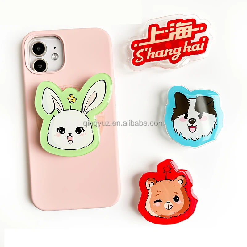 Customized Cartoon Acrylic Phone Grip Epoxy Resin Socket Magnetic