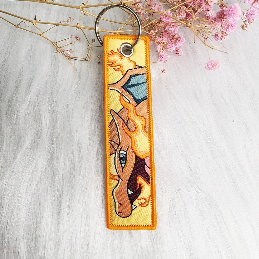 Embroidery Keychain Cheap Custom Logo Woven Embroidered Embroidery Patch Keychain Keyring Key Tag