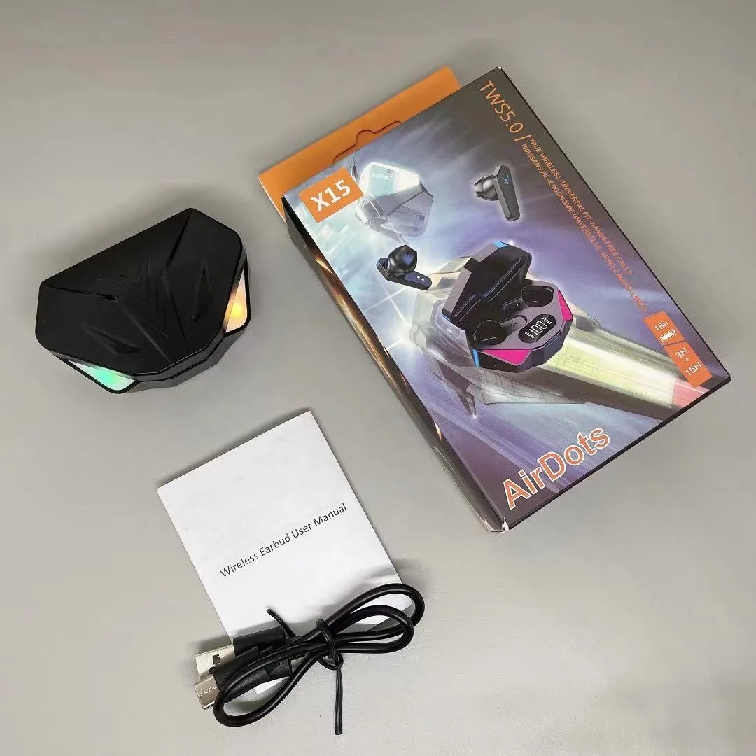 2021 Gamer X15 TWSイヤフォン 無線ヘッドフォン ゲーム・音楽用 音質良好