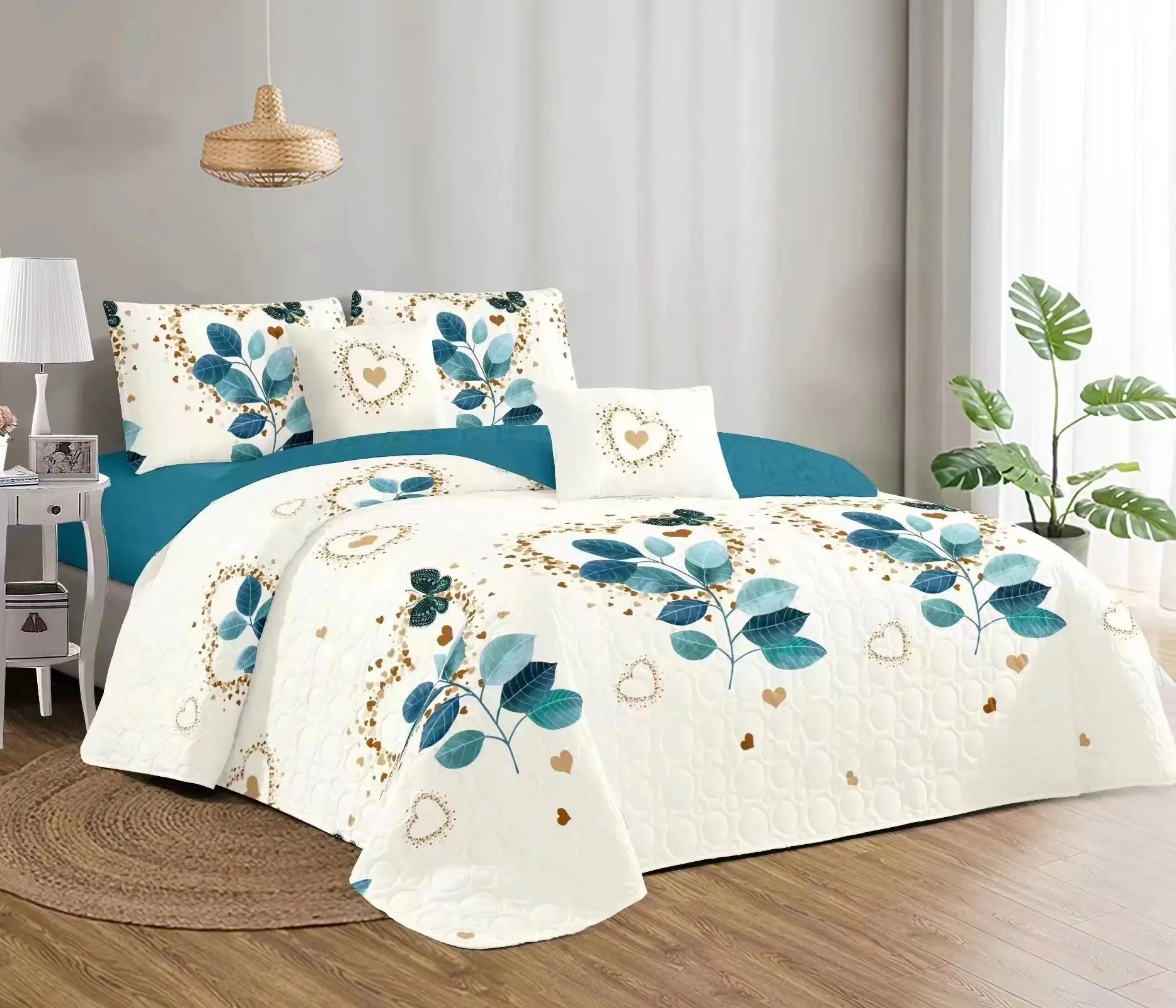 Комплект одеял Qucover с пейсли комплект из 2 предметов Мягкое хлопковое лоскутное одеяло цветочным узором и Пейсли рисунком покрывала двойное