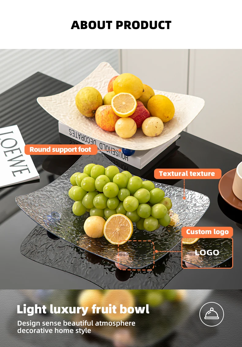 Wannuo Fashion Transparent Fruit Tray Three-piece Set Not Easily Broken Plastic Water Wave Surface Fruit Tray manufacture