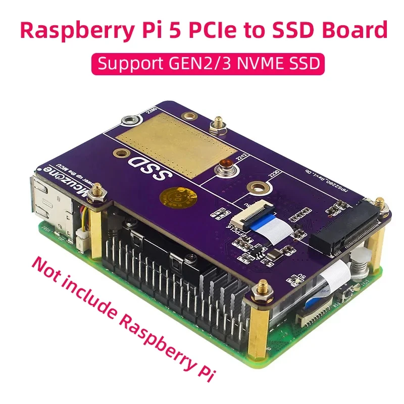 Raspberry Pi 5 Pcie to M.2 Nvme SSD Adapter - Gen2/3 Support