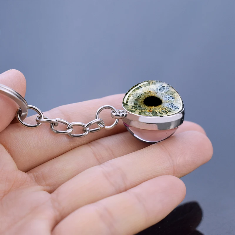 Luminous Eye Keyring Iris Glass Ball  Pendant Creative Jewelry Glows in the Dark Eyeball Keychain