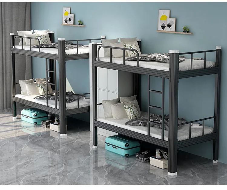 product durable metal frame wrought iron beds modern design double beds loft beds apartment beds school dormitory beds bunk beds-2