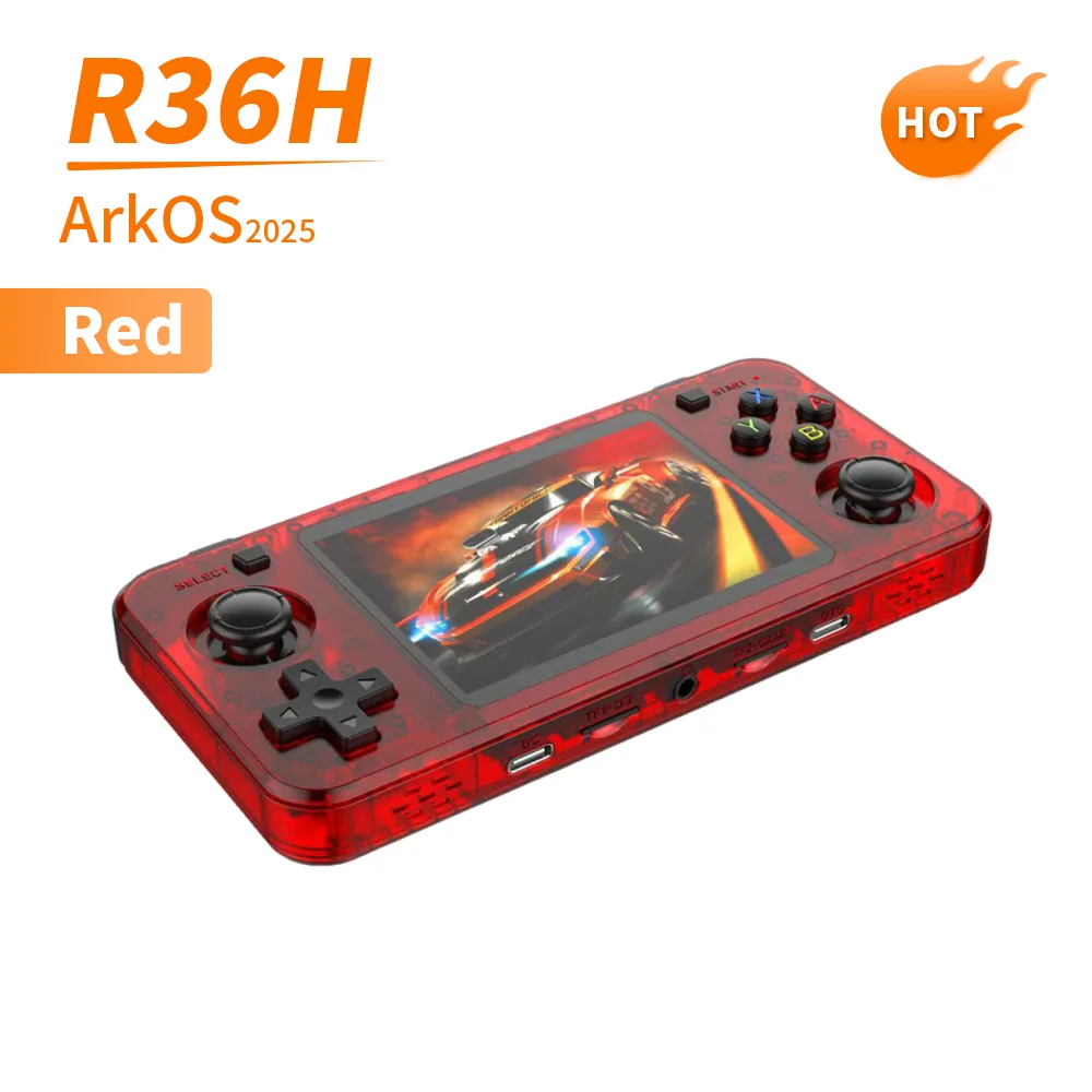 R36H ハンドヘルドレトロゲームコンソール 4インチポータブルゲーム機
