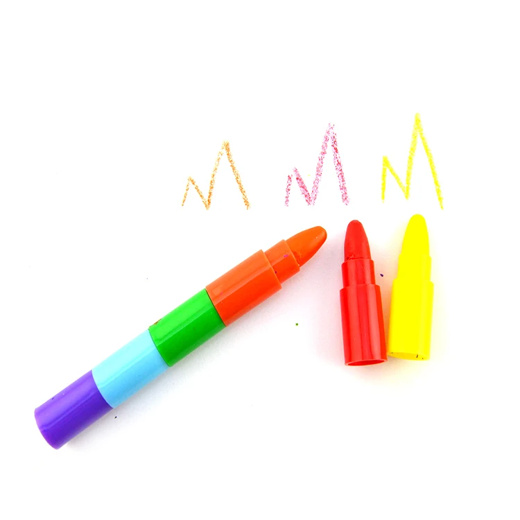 Crayons empilables de 6 couleurs, crayons en cire plastique, jouets de crayons à dessin pour enfants Crayons empilables de 6 couleurs, crayons en cire plastique, jouets de crayons à dessin pour enfants