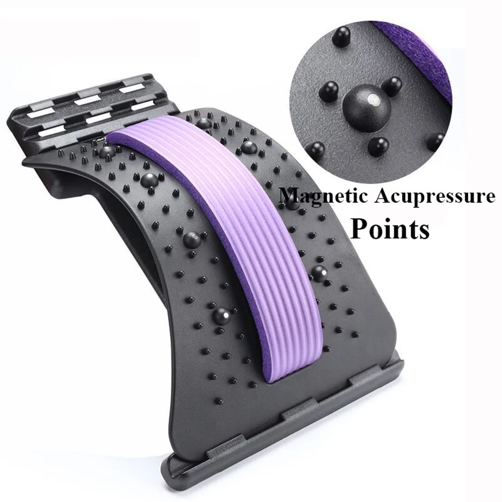 Back Massager Stretcher Waist Lumbar Massager Fitness Lumbar Support Back  Stretcher Relaxation Massage Spine Pain Relief Tool (Purple)