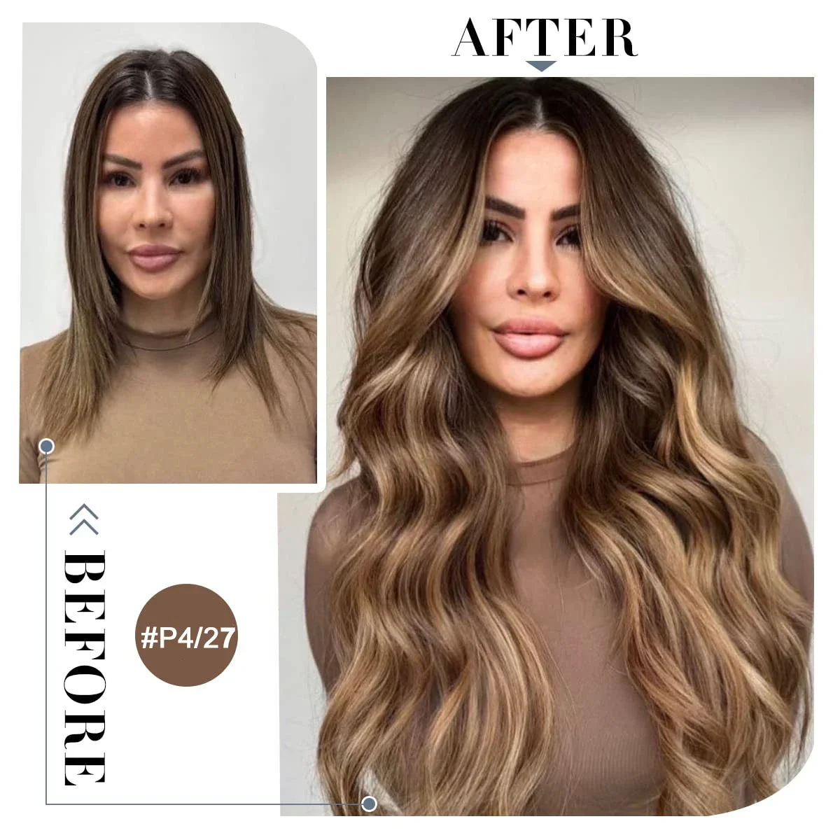 Extension per capelli lisci con nastro adesivo, capelli umani #P4/27, colore Remy, 20 pezzi/confezione, 16-26 pollici, per donne_voghion.com