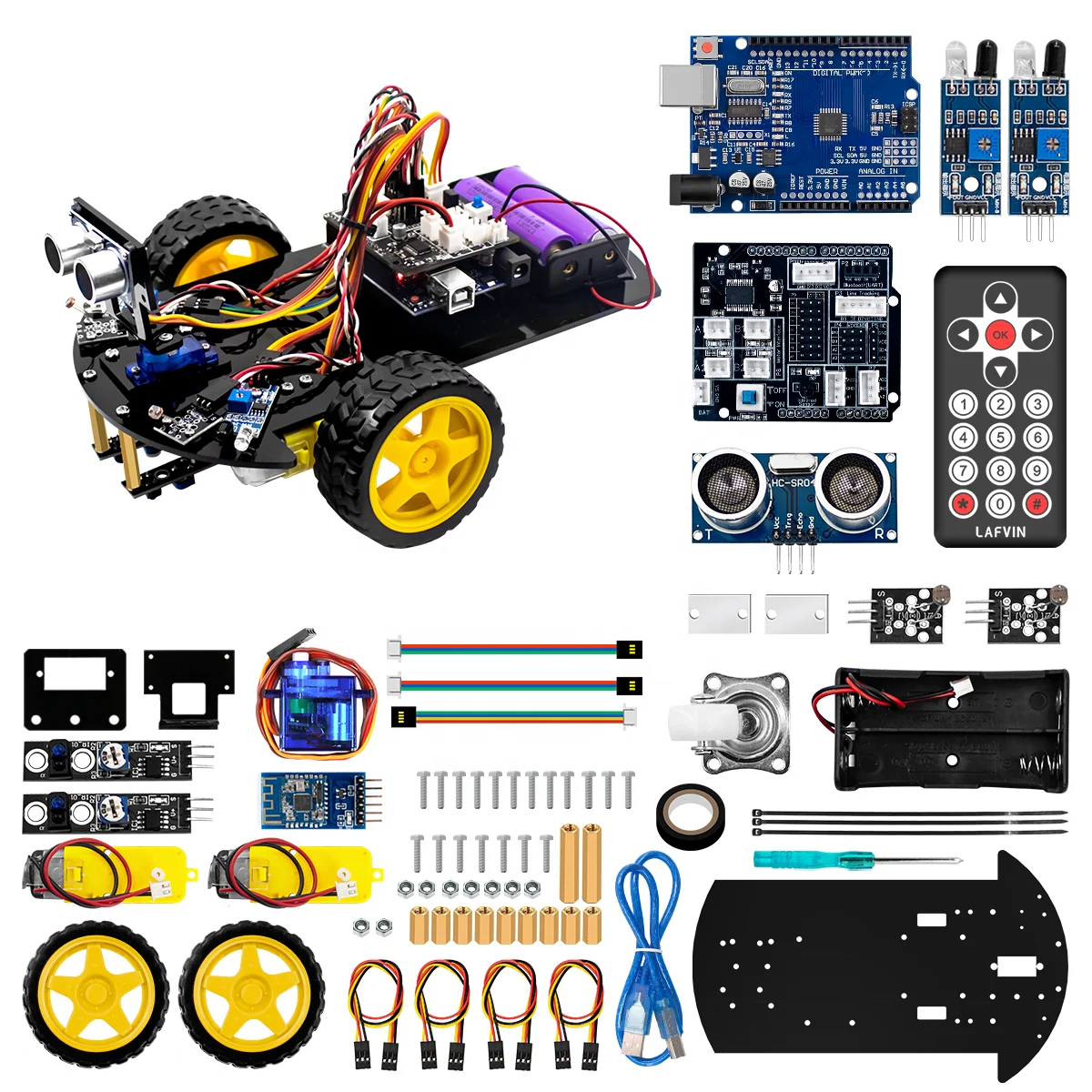 LAFVINスマートロボットカー2WDシャーシキットロボットSTEM用に