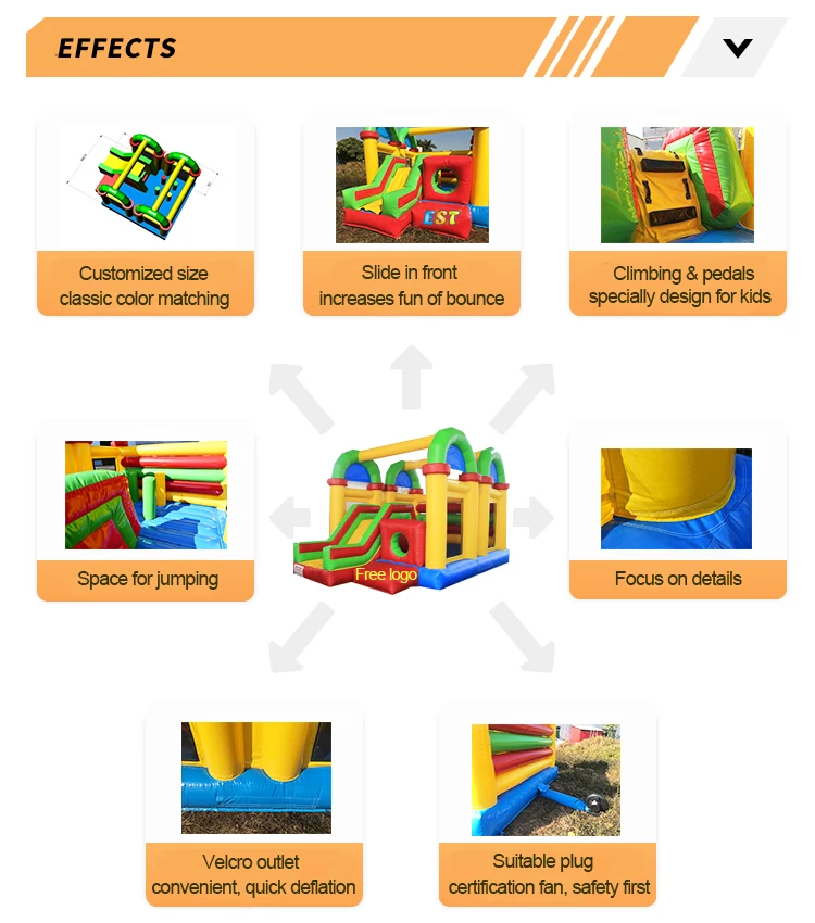 Commercial grade Custom size moonwalk bouncy slide bounce kids play house combo rainbow inflatable bouncing jumping castle