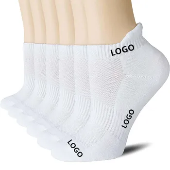 Socksmate high top men ankle sports socks padded tongue on the heel breathable mesh cotton skate terry plain white socks
