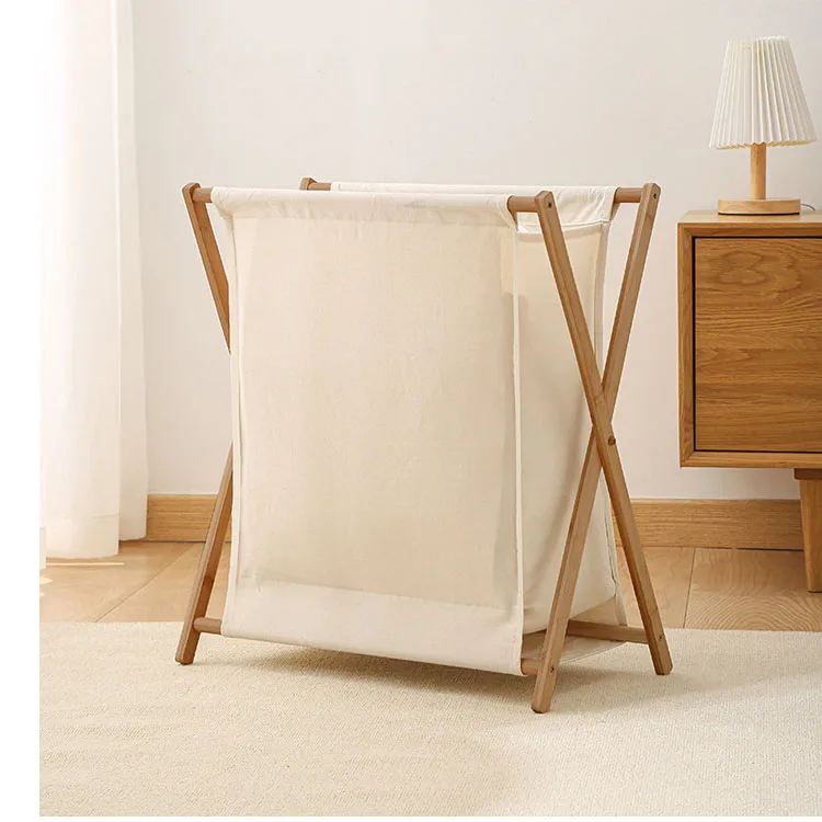 Bamboo Xframe Laundry Hamper Laundry Basket Large Size Folding Dirty