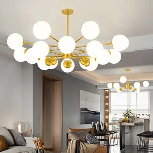 Hanging White Bubble Chandeliers Living Room Nordic Modern Glass Ball Pendant Lights for Dining Room