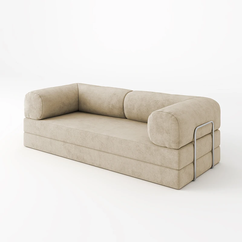 Modular Small Volume Fabric Sofa Set for Living in Small Apartment Loft Duplex Full Sponge Vacuum Roll Compression Puff Style