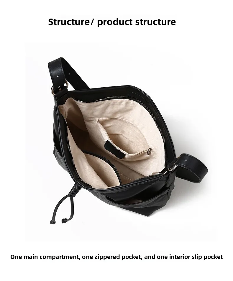 Hot-selling Women’s High-end Light Luxury Urban Minimalism Tote Bag Large Capacity Commuting Genuine Leather Zipper Closure