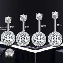 S925 silver simple hot round zircon body piercing jewelry Sexy belly ring