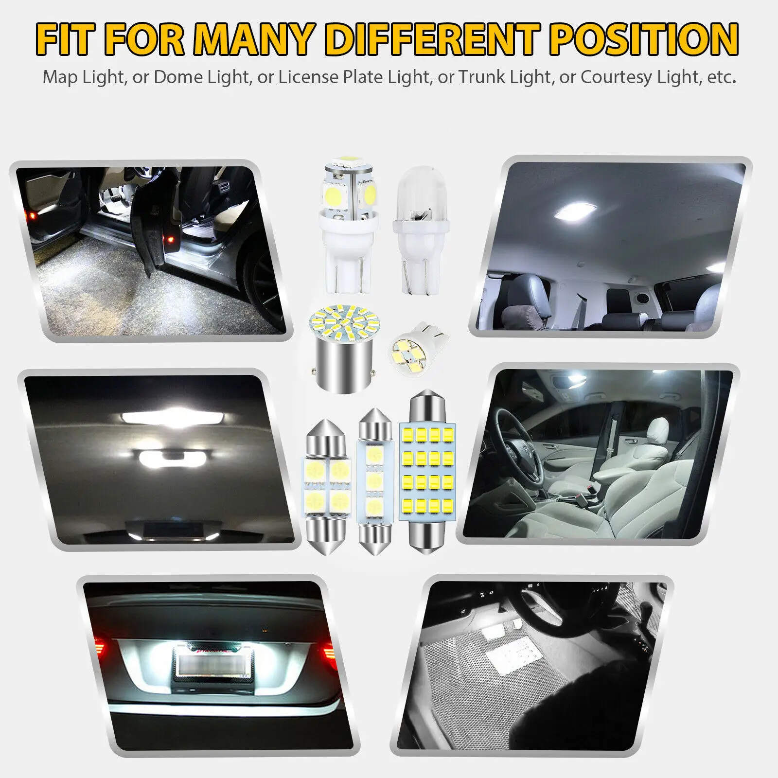 2 Weiße Autokuppel Innenraum LED Glühbirnen Festoon Karte Kofferraum