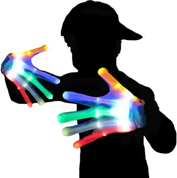 Wholesale Led Gloves Flashing Finger Light Up Gloves With Batteries For Kids Cool Party Halloween Christmas Party