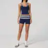 Navy Stripe Shorts Set