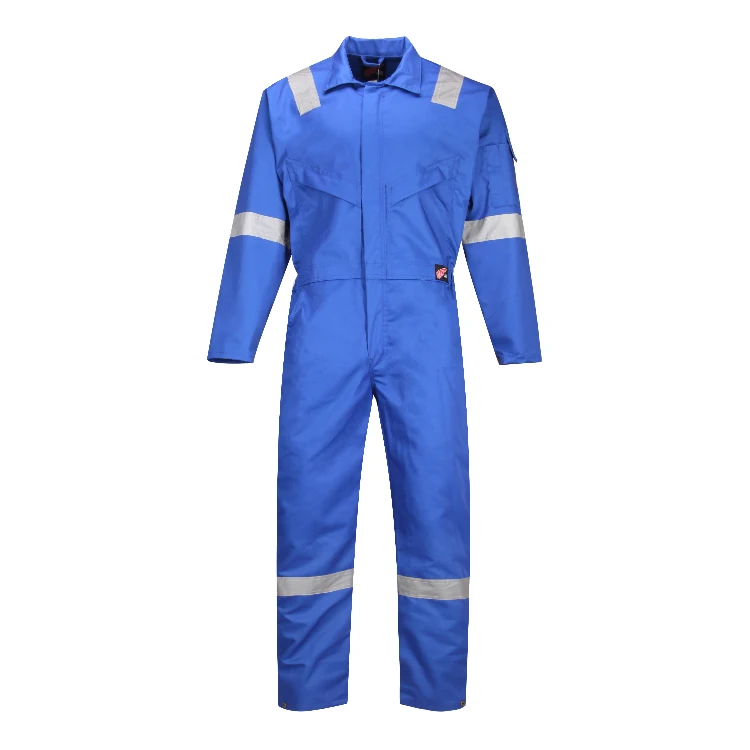 Coverall workwear factory cotton nylon 240gsm fire retardant coverall Hi-Vis safety firefighting uniform