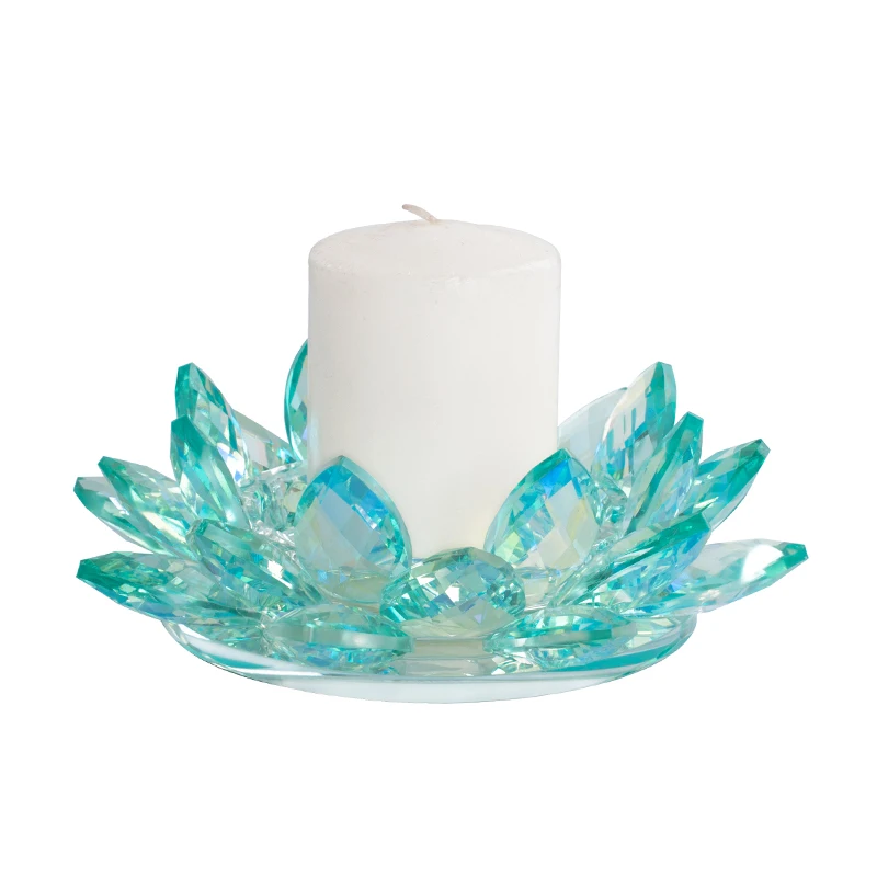 Nordic Luxury Crystal Clear Color Lotus Flower Shape Tealight Votive Candle Holder For Home Wedding Office Bar Centerpieces