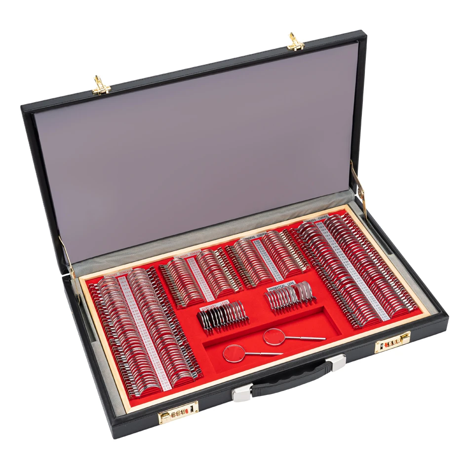 SL-266A Top Quality Plastic Rim Trial Lens Set with Aluminum or Leather for Optical