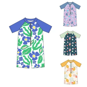 FIELD BALANCE Custom Logo Zipper Short Sleeve One Piece Toddler Swimsuit Kids Bathing Suits Baby Swimwear
