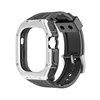 Black strap, silver buckle + white cover
