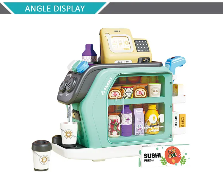 New Design Pretend Coffee Maker Role Play Toy Coffee Shop Cash Register Toy Coffee Machine Play Set