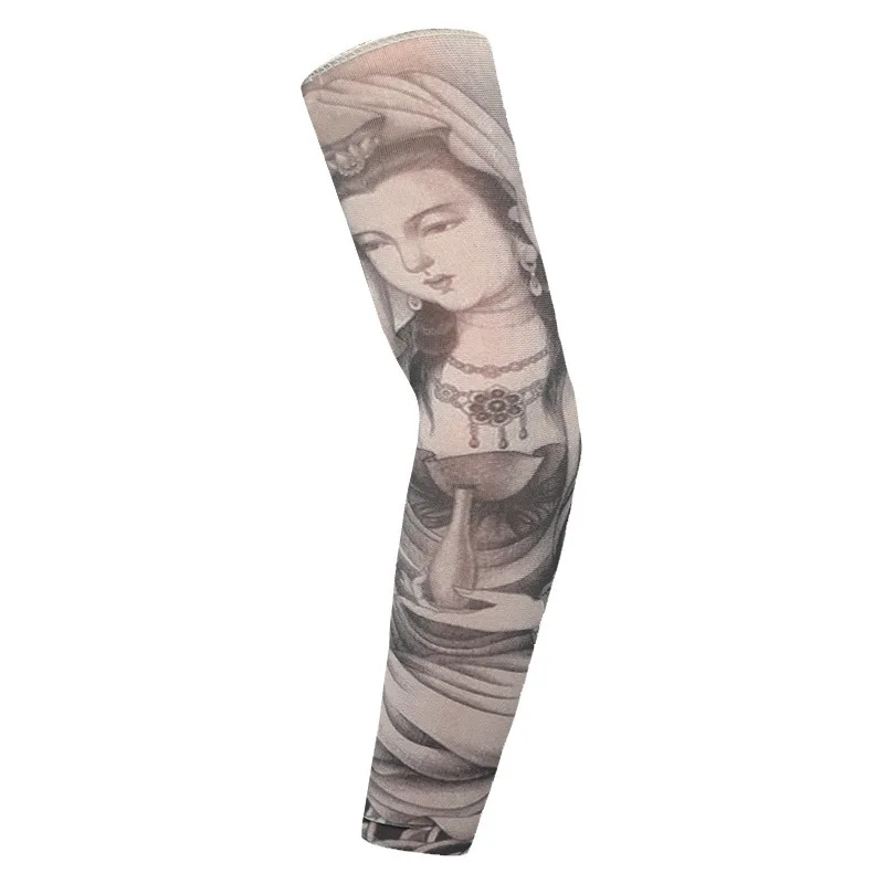 High Quality Professional Design Printed Elastic Nylon Fabric Full Long Tattoo Arm Sleeve for Four Seasons