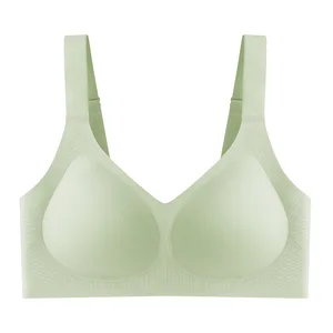 Factory Direct Knitted  Women's Wireless Minimizer Bra Plus Size Full Coverage Fixed Cup Adjustable Support Breathable  Bras