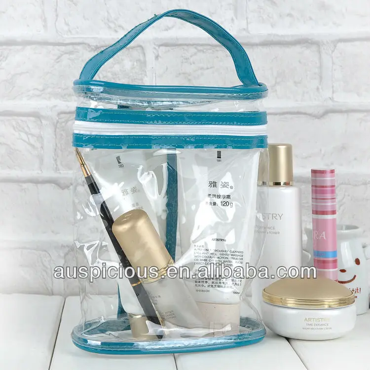 Cylinder Transparent Pvc Eva Handle Tote Bag with Zipper for Promotion