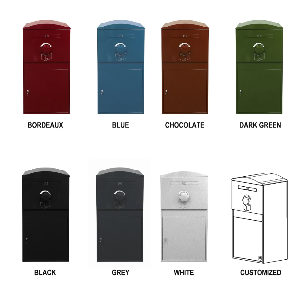 JDY New Anti-Theft Outdoor Smart Mailbox Parcel Box Wall Mount Metal Garden Delivery Drop Box with Lock Setting Residential Use