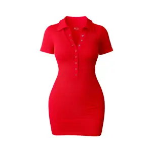 Hot Selling Women's Casual Fitness Dress Button up Feature Solid Pattern Washable Spandex Material OEM Brand