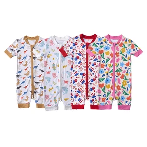 New Bamboo Baby Clothes for Spring One-Piece Playsuits Jumpsuit Double Zipper Bodysuits Rompers with Pyjamas for Babies