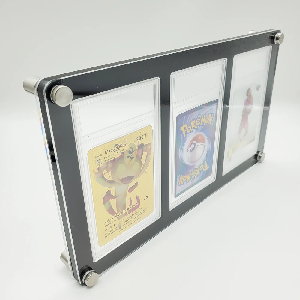 graded card display frame 4 Graded Card Display Frame – Oak Gray on Black – Card Poppers main image 1
