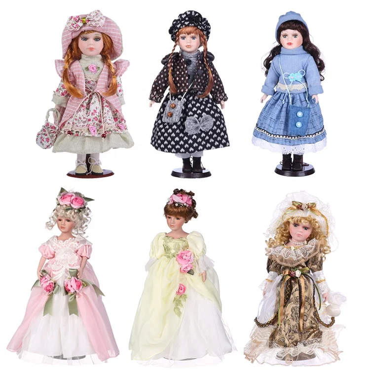 Mixed Design Beautiful Girl Porcelain Face Doll Antique Doll Cheap Elegant Porcelain Dolls Wholesale