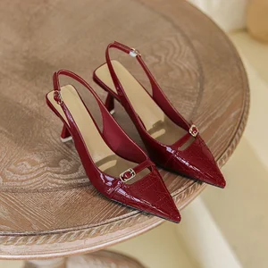 Women's Professional Stiletto High Heels Comfortable Soft Closed-Toe Flat Sandals with Pointed Toe Fashionable Summer Trends