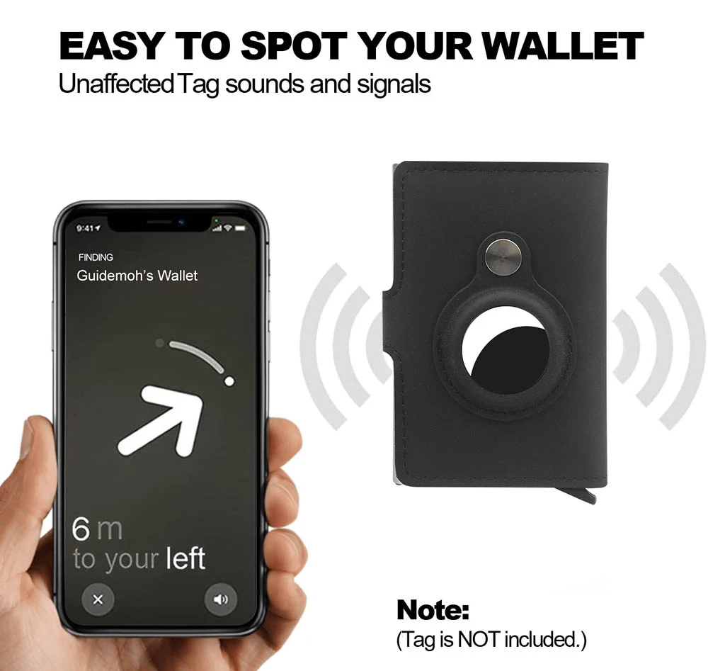Hot Selling Custom Design Rfid Blocking Leather Metal Pop up Credit Card Holder Wallet Men