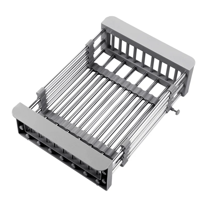 Extend Over Sink Rack Adjustable Sink Drain Basket Kitchen Stainless Steel Dish Drying Rack