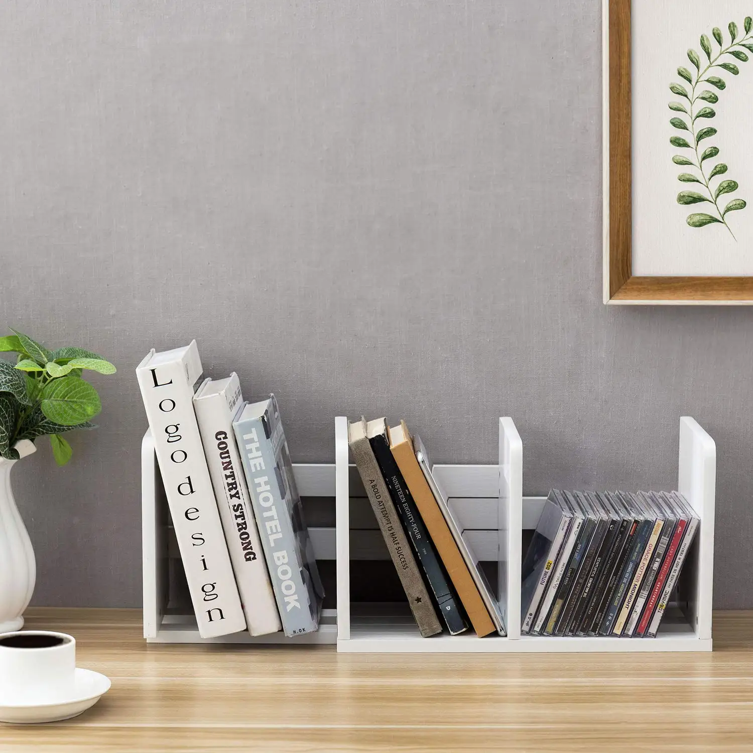 Adjustable Modern Desktop Book Stand Expandable Storage Display Shelf for Office or Student Use for Books and Sundries Book Rack