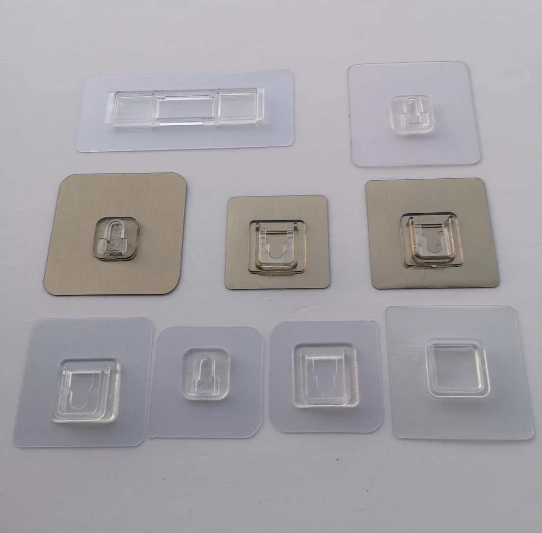 To sample processing traceless paste plastic accessories U - type buckle transparent child mother paste back glue custom supplier