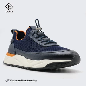 LANCI Wholesale Shoe Manufacturers in China Comfortable Breathable Genuine Leather Shoes for Men Customized logo Knit Sneakers